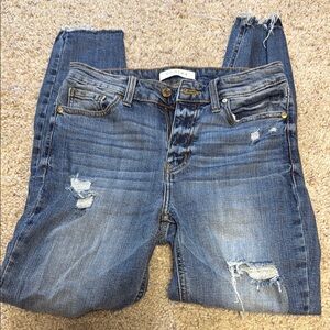 Eunina Blue Boyfriend Jeans Distressed Denim